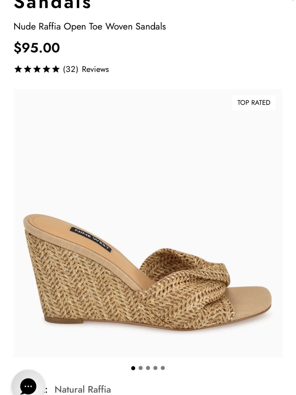Nine West Nude Raffia Open-Toe Wedge Sandals NEW In the Box